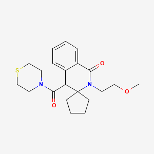 molecular formula C21H28N2O3S B11235381 2'-(2-methoxyethyl)-4'-(thiomorpholine-4-carbonyl)-2',4'-dihydro-1'H-spiro[cyclopentane-1,3'-isoquinolin]-1'-one 