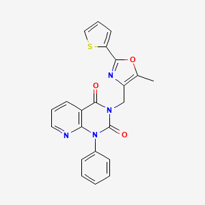 molecular formula C22H16N4O3S B11235405 3-{[5-methyl-2-(thiophen-2-yl)-1,3-oxazol-4-yl]methyl}-1-phenylpyrido[2,3-d]pyrimidine-2,4(1H,3H)-dione 