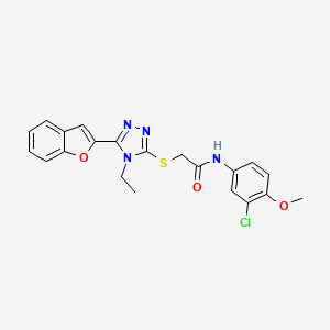 molecular formula C21H19ClN4O3S B11235442 2-{[5-(1-benzofuran-2-yl)-4-ethyl-4H-1,2,4-triazol-3-yl]sulfanyl}-N-(3-chloro-4-methoxyphenyl)acetamide 