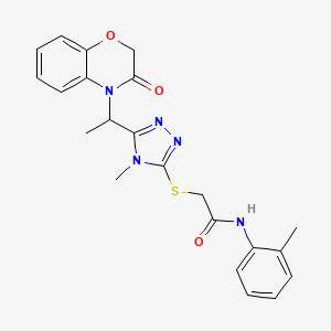 2-({4-methyl-5-[1-(3-oxo-2,3-dihydro-4H-1,4-benzoxazin-4-yl)ethyl]-4H-1,2,4-triazol-3-yl}sulfanyl)-N-(2-methylphenyl)acetamide