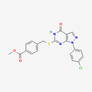 molecular formula C20H15ClN4O3S B11235452 methyl 4-(((1-(4-chlorophenyl)-4-oxo-4,5-dihydro-1H-pyrazolo[3,4-d]pyrimidin-6-yl)thio)methyl)benzoate 