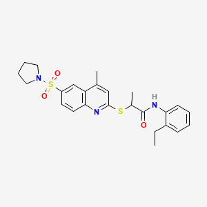 N-(2-Ethylphenyl)-2-{[4-methyl-6-(pyrrolidine-1-sulfonyl)quinolin-2-YL]sulfanyl}propanamide