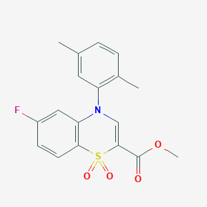 molecular formula C18H16FNO4S B11235503 methyl 4-(2,5-dimethylphenyl)-6-fluoro-4H-1,4-benzothiazine-2-carboxylate 1,1-dioxide 