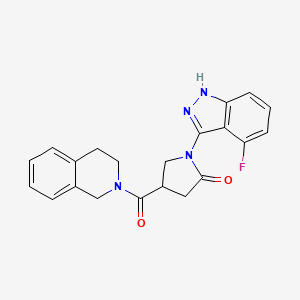 molecular formula C21H19FN4O2 B11235510 4-(3,4-dihydroisoquinolin-2(1H)-ylcarbonyl)-1-(4-fluoro-1H-indazol-3-yl)pyrrolidin-2-one 