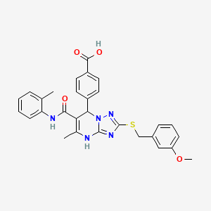 4-{2-[(3-Methoxybenzyl)sulfanyl]-5-methyl-6-[(2-methylphenyl)carbamoyl]-4,7-dihydro[1,2,4]triazolo[1,5-a]pyrimidin-7-yl}benzoic acid