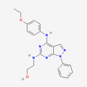 molecular formula C21H22N6O2 B11235513 2-({4-[(4-ethoxyphenyl)amino]-1-phenyl-1H-pyrazolo[3,4-d]pyrimidin-6-yl}amino)ethanol 