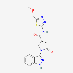 molecular formula C16H16N6O3S B11235532 1-(1H-indazol-3-yl)-N-[5-(methoxymethyl)-1,3,4-thiadiazol-2-yl]-5-oxopyrrolidine-3-carboxamide 