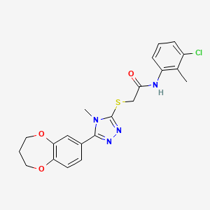 molecular formula C21H21ClN4O3S B11235559 N-(3-chloro-2-methylphenyl)-2-{[5-(3,4-dihydro-2H-1,5-benzodioxepin-7-yl)-4-methyl-4H-1,2,4-triazol-3-yl]sulfanyl}acetamide 