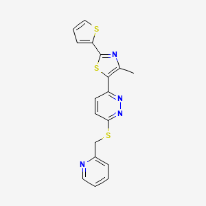 4-Methyl-5-(6-((pyridin-2-ylmethyl)thio)pyridazin-3-yl)-2-(thiophen-2-yl)thiazole