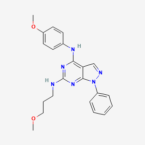 molecular formula C22H24N6O2 B11235578 N~4~-(4-methoxyphenyl)-N~6~-(3-methoxypropyl)-1-phenyl-1H-pyrazolo[3,4-d]pyrimidine-4,6-diamine 