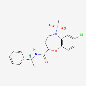 7-chloro-5-(methylsulfonyl)-N-(1-phenylethyl)-2,3,4,5-tetrahydro-1,5-benzoxazepine-2-carboxamide