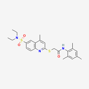 2-{[6-(diethylsulfamoyl)-4-methylquinolin-2-yl]sulfanyl}-N-(2,4,6-trimethylphenyl)acetamide