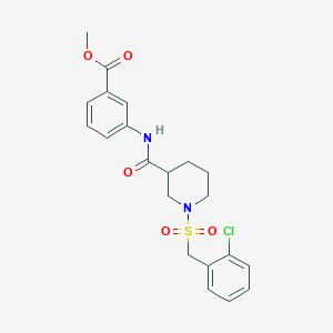 molecular formula C21H23ClN2O5S B11235601 Methyl 3-[({1-[(2-chlorobenzyl)sulfonyl]piperidin-3-yl}carbonyl)amino]benzoate 