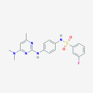 molecular formula C19H20FN5O2S B11235634 N-(4-((4-(dimethylamino)-6-methylpyrimidin-2-yl)amino)phenyl)-3-fluorobenzenesulfonamide 