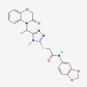 N-(1,3-benzodioxol-5-yl)-2-({4-methyl-5-[1-(3-oxo-2,3-dihydro-4H-1,4-benzoxazin-4-yl)ethyl]-4H-1,2,4-triazol-3-yl}sulfanyl)acetamide