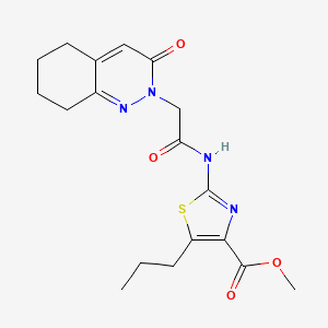 molecular formula C18H22N4O4S B11235669 methyl 2-{[(3-oxo-5,6,7,8-tetrahydrocinnolin-2(3H)-yl)acetyl]amino}-5-propyl-1,3-thiazole-4-carboxylate 