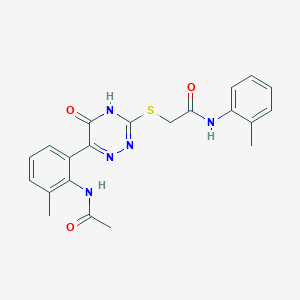 2-{[6-(2-Acetamido-3-methylphenyl)-5-oxo-4,5-dihydro-1,2,4-triazin-3-YL]sulfanyl}-N-(2-methylphenyl)acetamide