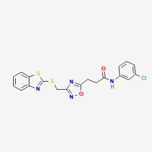 3-{3-[(1,3-benzothiazol-2-ylsulfanyl)methyl]-1,2,4-oxadiazol-5-yl}-N-(3-chlorophenyl)propanamide