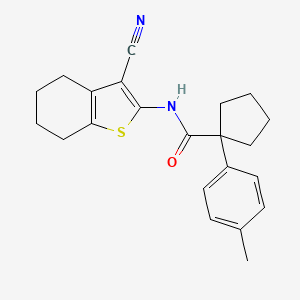 molecular formula C22H24N2OS B11235714 N-(3-cyano-4,5,6,7-tetrahydro-1-benzothiophen-2-yl)-1-(4-methylphenyl)cyclopentanecarboxamide 