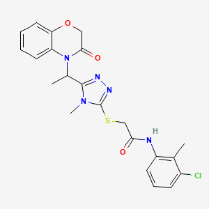 molecular formula C22H22ClN5O3S B11235723 N-(3-chloro-2-methylphenyl)-2-({4-methyl-5-[1-(3-oxo-2,3-dihydro-4H-1,4-benzoxazin-4-yl)ethyl]-4H-1,2,4-triazol-3-yl}sulfanyl)acetamide 