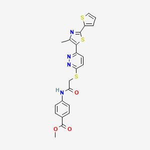 molecular formula C22H18N4O3S3 B11235733 Methyl 4-(2-((6-(4-methyl-2-(thiophen-2-yl)thiazol-5-yl)pyridazin-3-yl)thio)acetamido)benzoate 