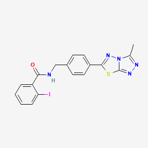 molecular formula C18H14IN5OS B11235736 2-iodo-N-[4-(3-methyl[1,2,4]triazolo[3,4-b][1,3,4]thiadiazol-6-yl)benzyl]benzamide 