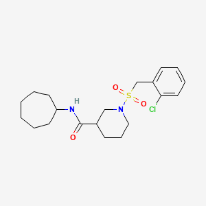 molecular formula C20H29ClN2O3S B11235743 1-[(2-chlorobenzyl)sulfonyl]-N-cycloheptylpiperidine-3-carboxamide 