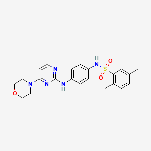 molecular formula C23H27N5O3S B11235751 2,5-dimethyl-N-(4-((4-methyl-6-morpholinopyrimidin-2-yl)amino)phenyl)benzenesulfonamide 