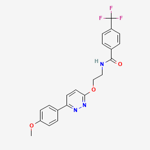 molecular formula C21H18F3N3O3 B11235755 N-(2-{[6-(4-methoxyphenyl)pyridazin-3-yl]oxy}ethyl)-4-(trifluoromethyl)benzamide 