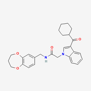 2-[3-(cyclohexylcarbonyl)-1H-indol-1-yl]-N-(3,4-dihydro-2H-1,5-benzodioxepin-7-ylmethyl)acetamide