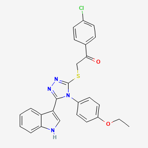 molecular formula C26H21ClN4O2S B11235789 1-(4-chlorophenyl)-2-((4-(4-ethoxyphenyl)-5-(1H-indol-3-yl)-4H-1,2,4-triazol-3-yl)thio)ethanone 