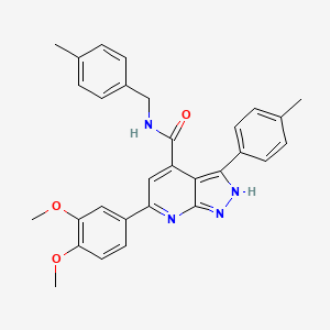 molecular formula C30H28N4O3 B11235802 6-(3,4-dimethoxyphenyl)-N-(4-methylbenzyl)-3-(4-methylphenyl)-2H-pyrazolo[3,4-b]pyridine-4-carboxamide 