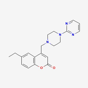 molecular formula C20H22N4O2 B11235834 6-ethyl-4-{[4-(pyrimidin-2-yl)piperazin-1-yl]methyl}-2H-chromen-2-one 