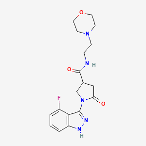 molecular formula C18H22FN5O3 B11235850 1-(4-fluoro-1H-indazol-3-yl)-N-(2-morpholinoethyl)-5-oxo-3-pyrrolidinecarboxamide 