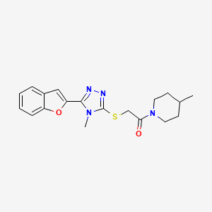 molecular formula C19H22N4O2S B11235856 2-{[5-(1-benzofuran-2-yl)-4-methyl-4H-1,2,4-triazol-3-yl]sulfanyl}-1-(4-methylpiperidin-1-yl)ethanone 