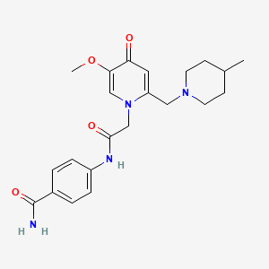 molecular formula C22H28N4O4 B11235872 4-(2-(5-methoxy-2-((4-methylpiperidin-1-yl)methyl)-4-oxopyridin-1(4H)-yl)acetamido)benzamide 