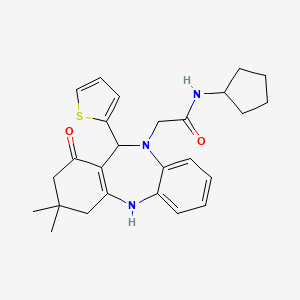 N-cyclopentyl-2-[1-hydroxy-3,3-dimethyl-11-(2-thienyl)-2,3,4,11-tetrahydro-10H-dibenzo[b,e][1,4]diazepin-10-yl]acetamide