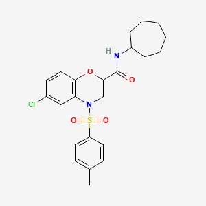 molecular formula C23H27ClN2O4S B11235891 6-chloro-N-cycloheptyl-4-[(4-methylphenyl)sulfonyl]-3,4-dihydro-2H-1,4-benzoxazine-2-carboxamide 