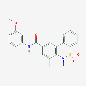 molecular formula C22H20N2O4S B11235899 N-(3-methoxyphenyl)-6,7-dimethyl-6H-dibenzo[c,e][1,2]thiazine-9-carboxamide 5,5-dioxide 