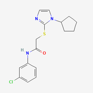 molecular formula C16H18ClN3OS B11235934 N-(3-chlorophenyl)-2-((1-cyclopentyl-1H-imidazol-2-yl)thio)acetamide 