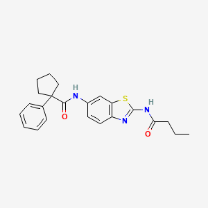 molecular formula C23H25N3O2S B11235935 N-[2-(butanoylamino)-1,3-benzothiazol-6-yl]-1-phenylcyclopentanecarboxamide 