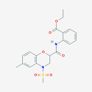 ethyl 2-({[6-methyl-4-(methylsulfonyl)-3,4-dihydro-2H-1,4-benzoxazin-2-yl]carbonyl}amino)benzoate