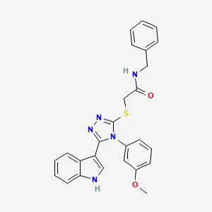 molecular formula C26H23N5O2S B11235943 2-((5-(1H-indol-3-yl)-4-(3-methoxyphenyl)-4H-1,2,4-triazol-3-yl)thio)-N-benzylacetamide 