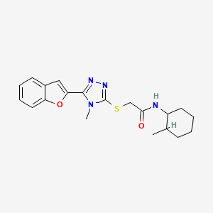 molecular formula C20H24N4O2S B11235957 2-{[5-(1-benzofuran-2-yl)-4-methyl-4H-1,2,4-triazol-3-yl]sulfanyl}-N-(2-methylcyclohexyl)acetamide 