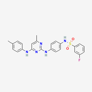 molecular formula C24H22FN5O2S B11235969 3-fluoro-N-(4-((4-methyl-6-(p-tolylamino)pyrimidin-2-yl)amino)phenyl)benzenesulfonamide 