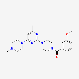 molecular formula C22H30N6O2 B11235983 2-[4-(3-Methoxybenzoyl)piperazin-1-yl]-4-methyl-6-(4-methylpiperazin-1-yl)pyrimidine 