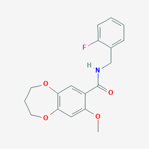 molecular formula C18H18FNO4 B11236010 N-(2-fluorobenzyl)-8-methoxy-3,4-dihydro-2H-1,5-benzodioxepine-7-carboxamide 