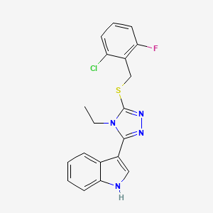 molecular formula C19H16ClFN4S B11236078 3-(5-((2-chloro-6-fluorobenzyl)thio)-4-ethyl-4H-1,2,4-triazol-3-yl)-1H-indole 