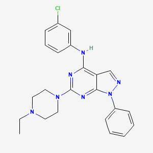 molecular formula C23H24ClN7 B11236082 N-(3-chlorophenyl)-6-(4-ethylpiperazin-1-yl)-1-phenyl-1H-pyrazolo[3,4-d]pyrimidin-4-amine 