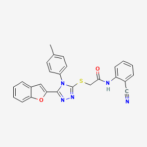 molecular formula C26H19N5O2S B11236103 2-{[5-(1-benzofuran-2-yl)-4-(4-methylphenyl)-4H-1,2,4-triazol-3-yl]sulfanyl}-N-(2-cyanophenyl)acetamide 